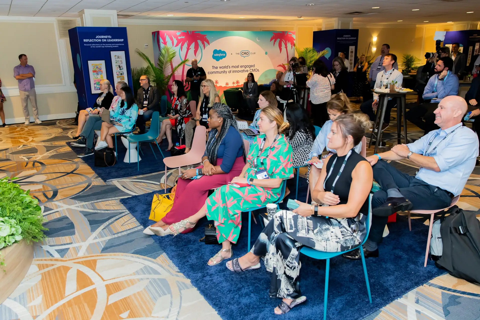 Attendee asking a question during the Salesforce event session in Miami