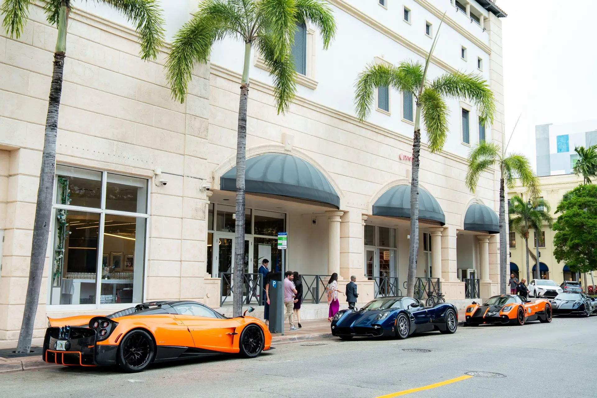 Pagani Automobili hypercar displayed during a luxury corporate event at Instituto Italiano di Cultura Miami