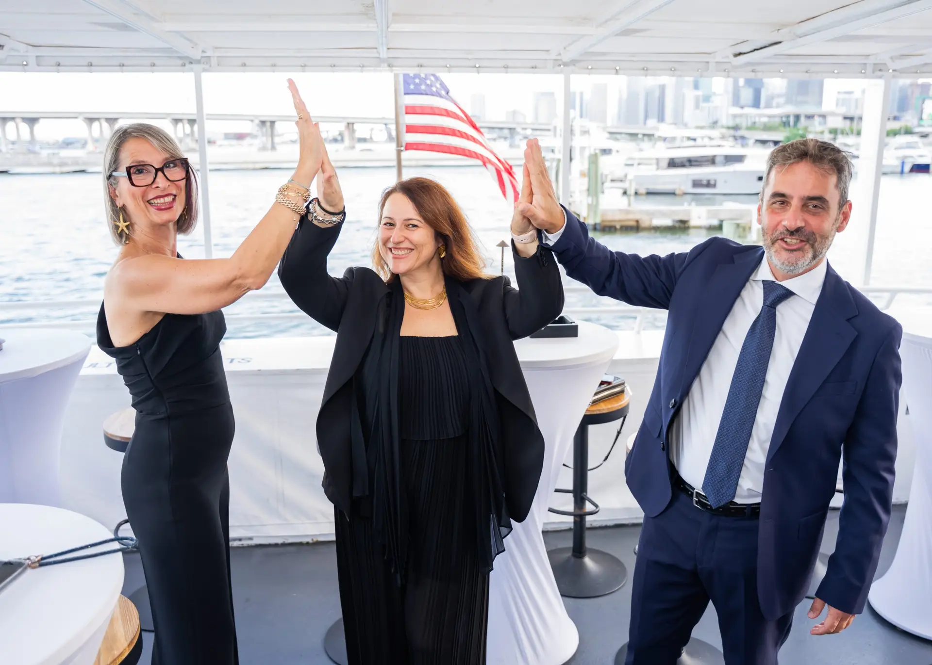 CBI guests enjoying an evening overlooking the Miami skyline